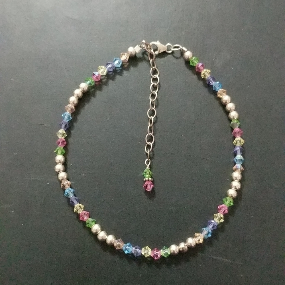 Sterling Silver .925 Pastel Colors Delicate Swarovski Crystal Statement Bracelet